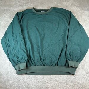 VTG Polo Ralph Lauren Mens XL Forest Green Nylon Mesh Lined Windbreaker Pullover